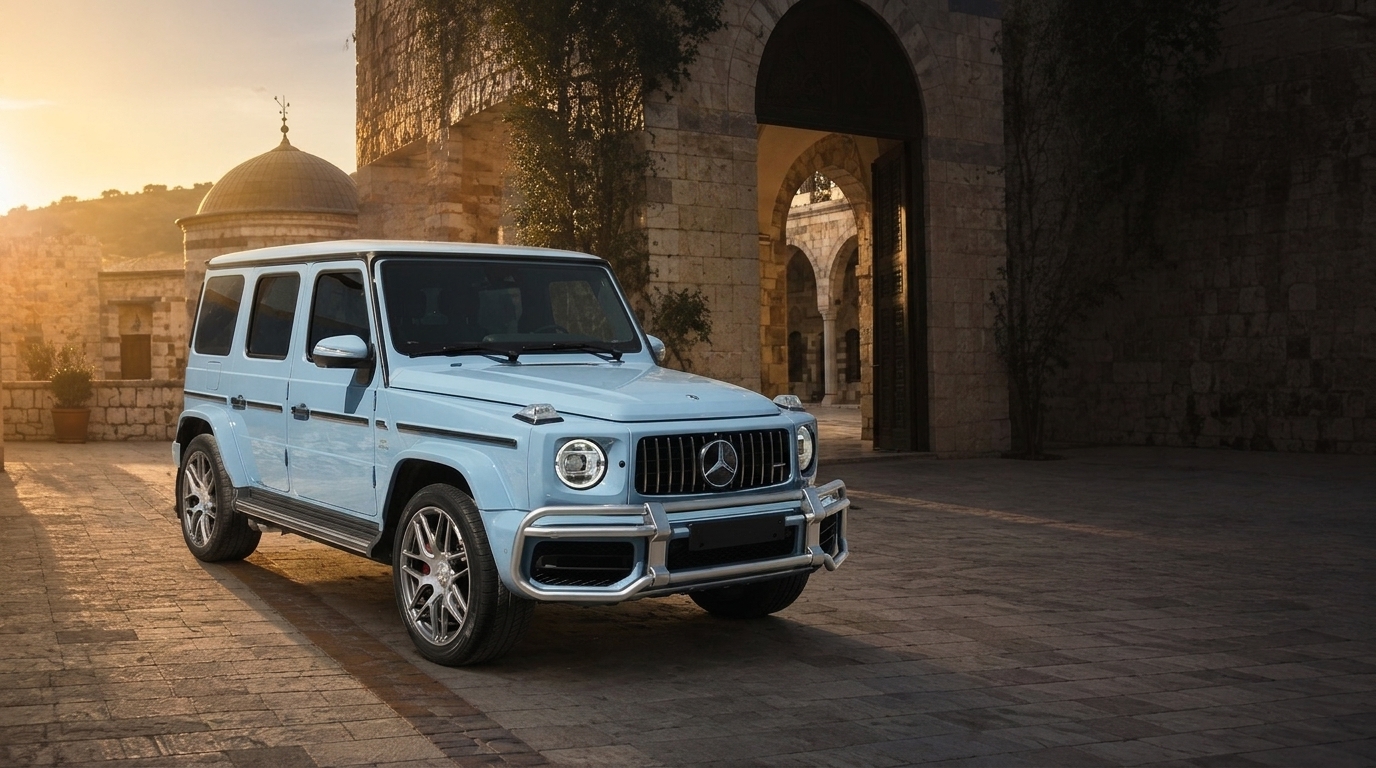 مرسيدس G-Class أزرق سماوي للإيجار في سوريا